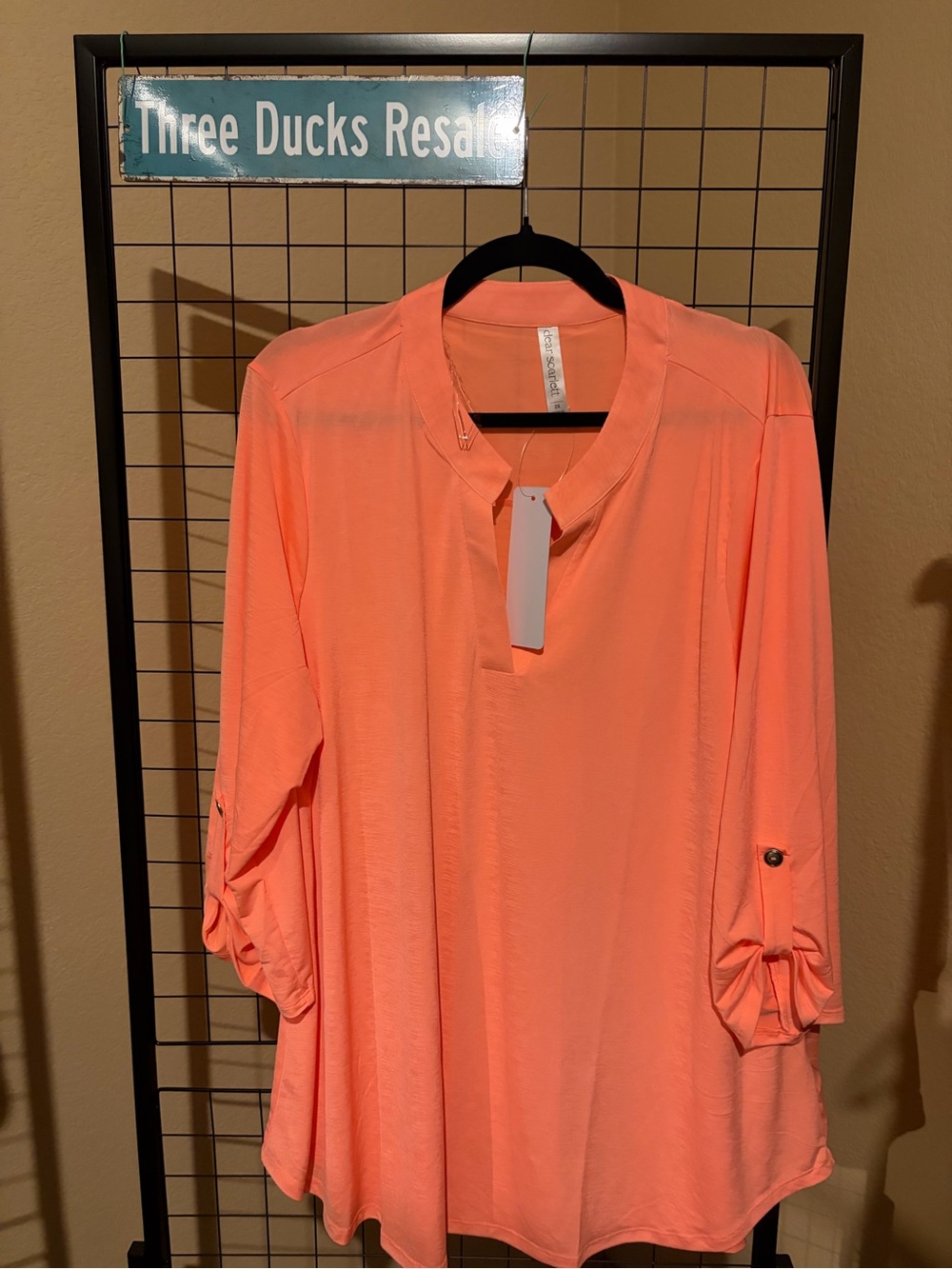 Women's Coral Roll-Sleeve Tunic Top